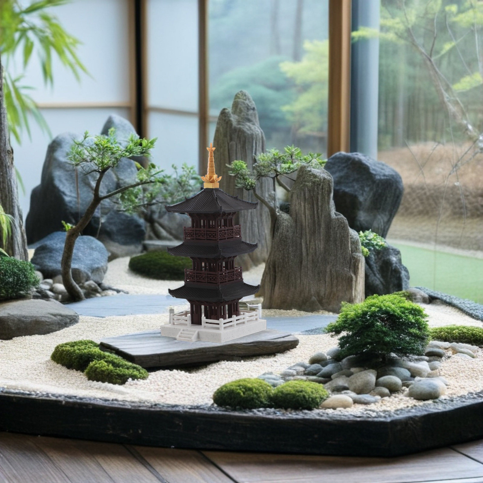 Chinese Pagoda Sculpture Minia - Bonsai Garden Set Up ulasan dan harga
